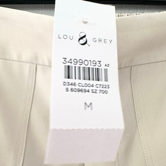 Lou & Grey Beige Wanderweave Cargo Style Straight Wide Leg Pants New Medium - Picture 7 of 11